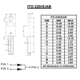 50 pcs - Diodes Inc 200V Rectifier & Schottky Diode, ITO-220S STPF1020CTSW