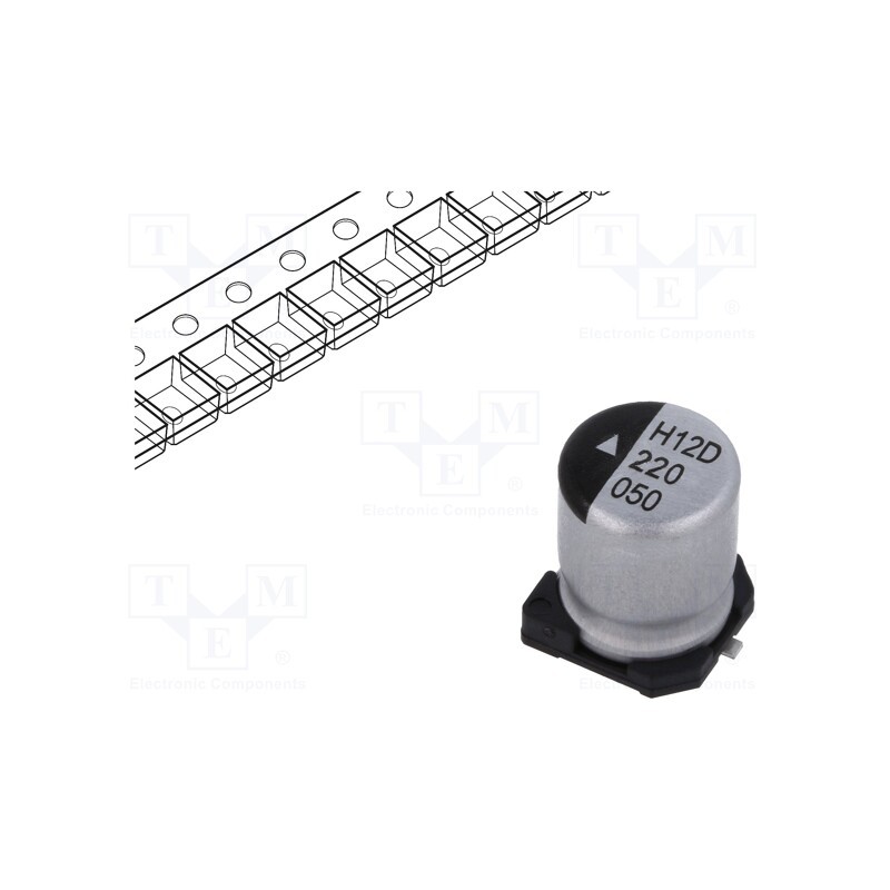 2 pcs x KYOCERA AVX - AEH0608220M050R - Capacitor: electrolytic, SMD, 22uF, 50VDC, Ø6.3x8mm, 1000h, 83mA