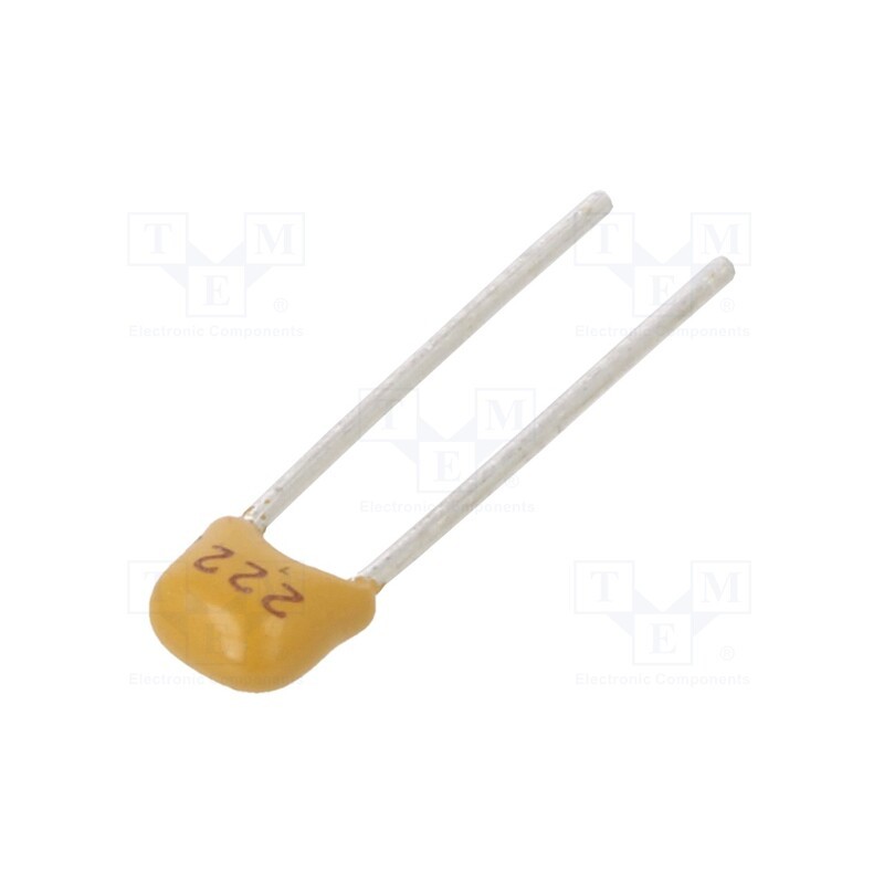 10 pcs x SR PASSIVES - CT40805B222K500F1R - Capacitor: ceramic, 2.2nF, 50V, X7R, ±10%, THT, 2.54mm