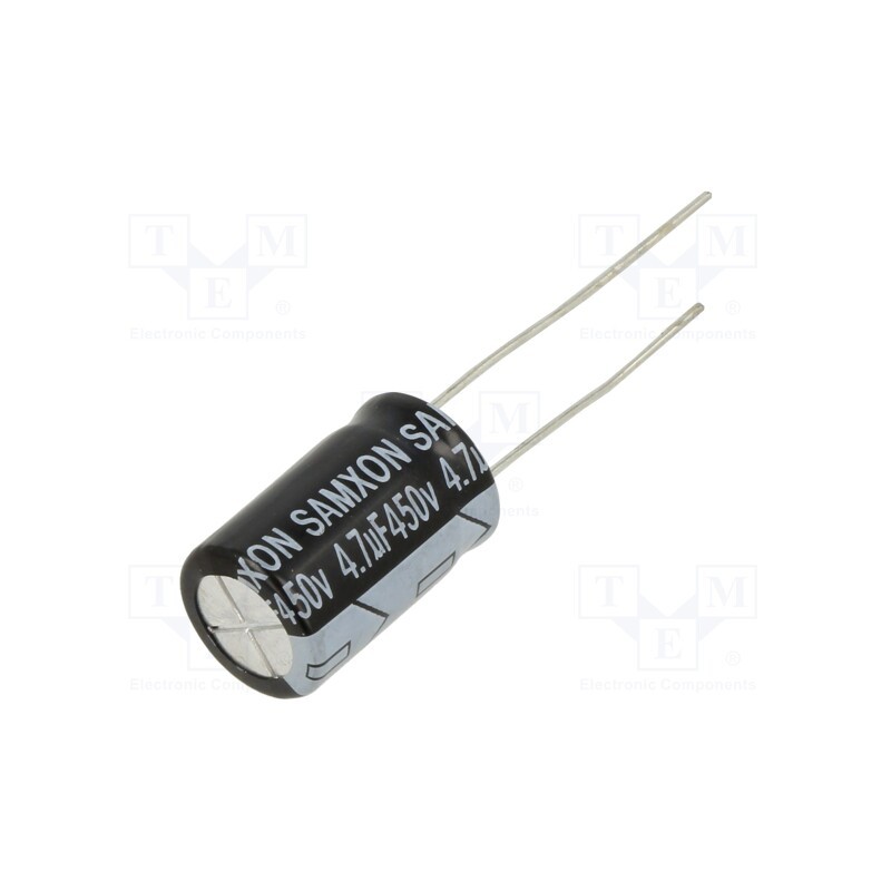 10 pcs x SAMXON - ERD475M2WG16TC - Capacitor: electrolytic, THT, 4.7uF, 450VDC, Ø10x20mm, ±20%