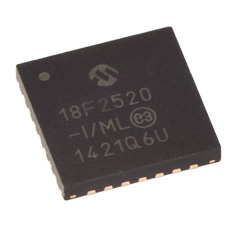 61 pcs - Microchip PIC18F2520-I/ML, 8bit PIC Microcontroller, PIC18F, 40MHz, 32 kB, 256 B Flash, 28-Pin QFN