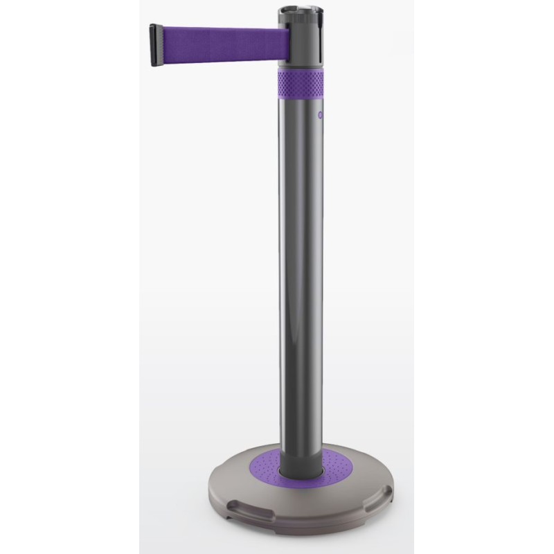 1 Pair - Skipper Black, Purple Nylon Retractable Barrier, Purple Tape