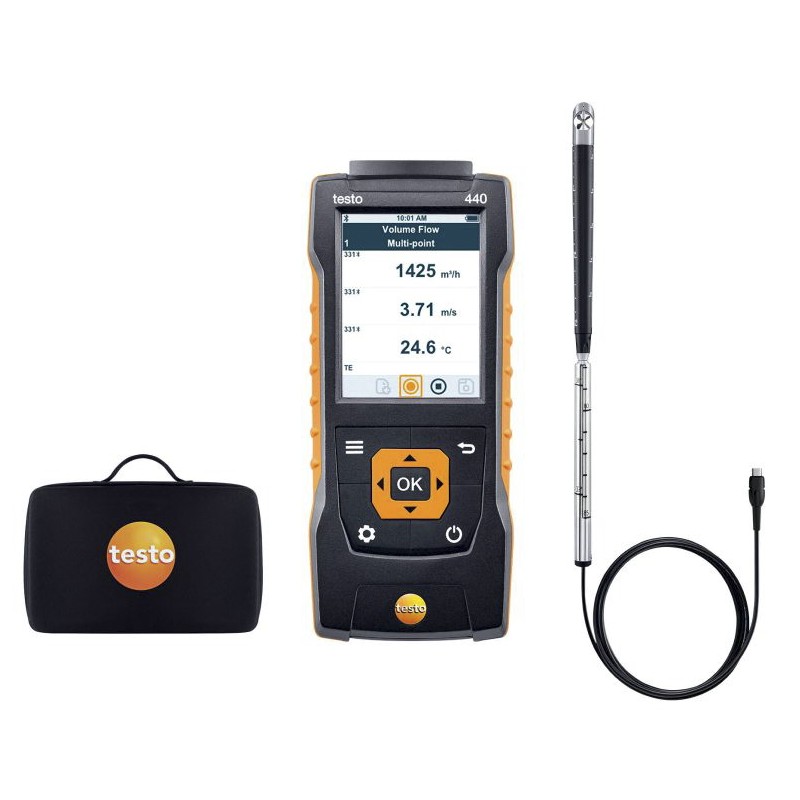 1 pcs - Testo 440 16 mm Vane Kit Anemometer, Measures Air Velocity, Humidity, Volume Flow