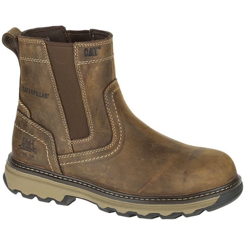 1 Pair - CAT Pelton Beige Steel Toe Capped Men's Safety Boots, UK 11, EU 45