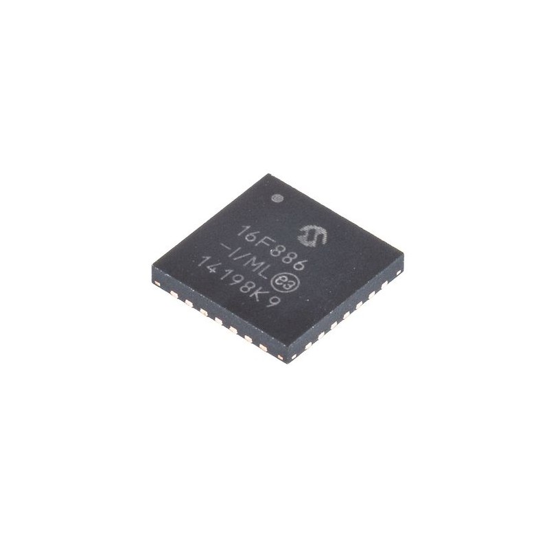 61 pcs - Microchip PIC16F886-I/ML, 8bit PIC Microcontroller, PIC16F, 20MHz, 8192 x 14 words, 256 B Flash, 28-Pin QFN