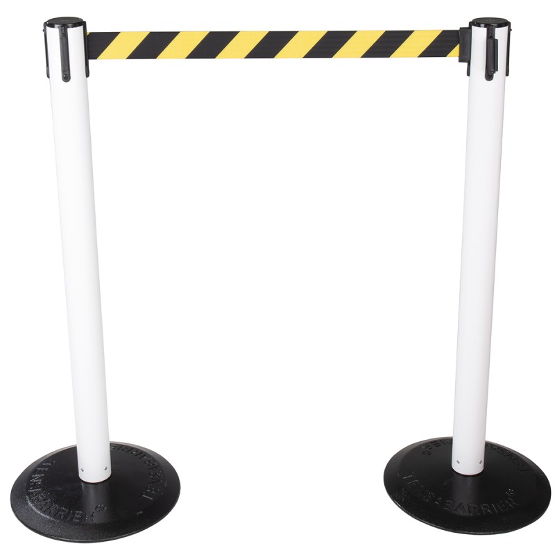 1 Pair of 1 - Tensator Black & Yellow Plastic Retractable Barrier, 2.3m, Yellow/Black Tape