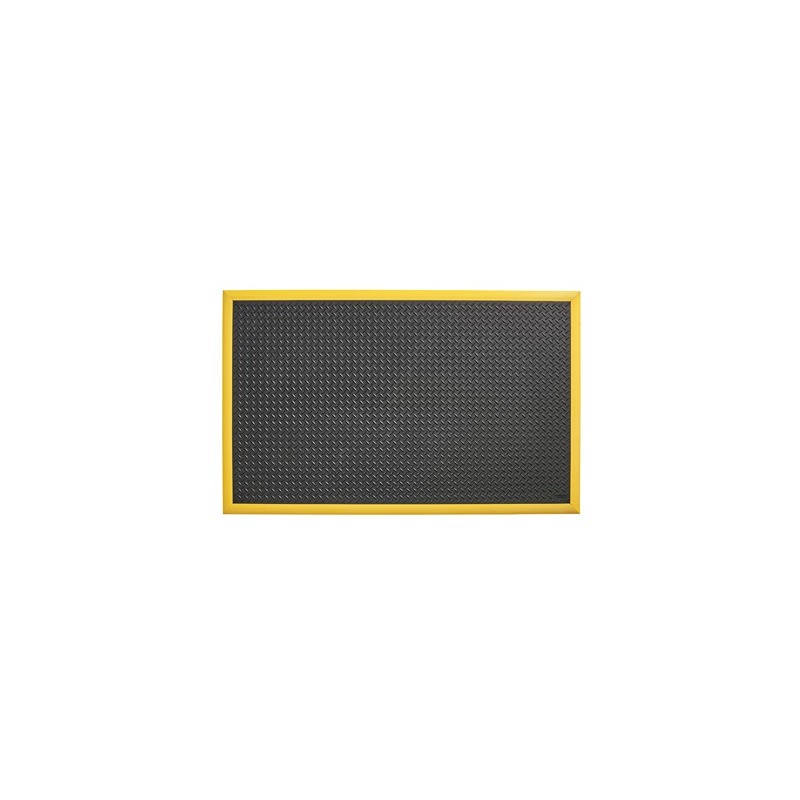 1 pcs - Notrax Black/Yellow Anti-Fatigue Mat Nitrile Rubber Mat, Diamond Pattern Finish 163cm x 1.02m x 184mm
