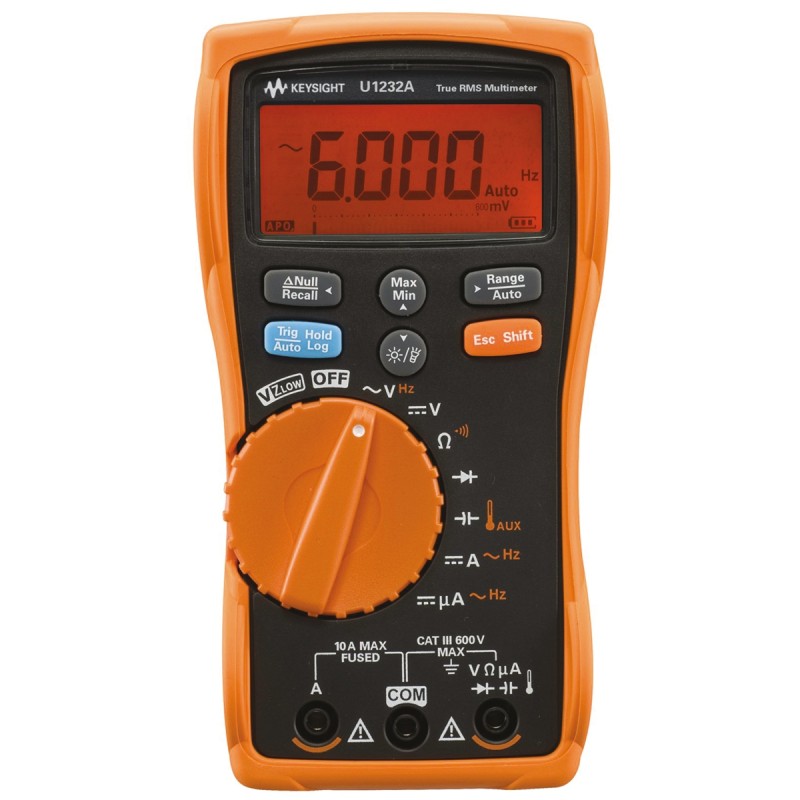 1 pcs - Keysight Technologies U1232A Handheld Digital Multimeter, True RMS, 10A ac Max, 10A dc Max, 600V ac Max