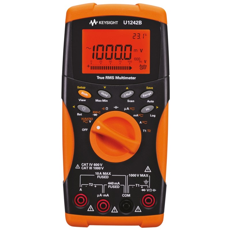 1 pcs - Keysight Technologies U1242B Handheld Digital Multimeter, True RMS, 10A ac Max, 10A dc Max, 1000V ac Max