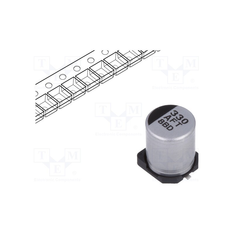 5 pcs x PANASONIC - EEEFTA331XAP - Capacitor: electrolytic, low ESR, SMD, 330uF, 10VDC, Ø6.3x7.7mm