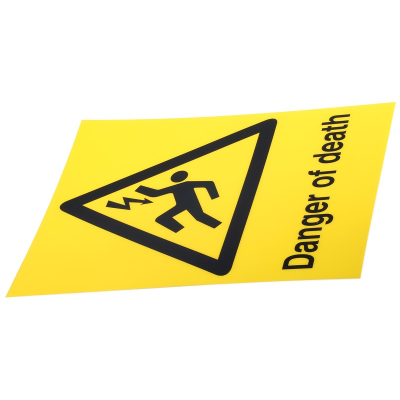 1 pcs - RS PRO Black/Yellow PC Safety Labels, Danger of Death-Text 400 mm x 300mm