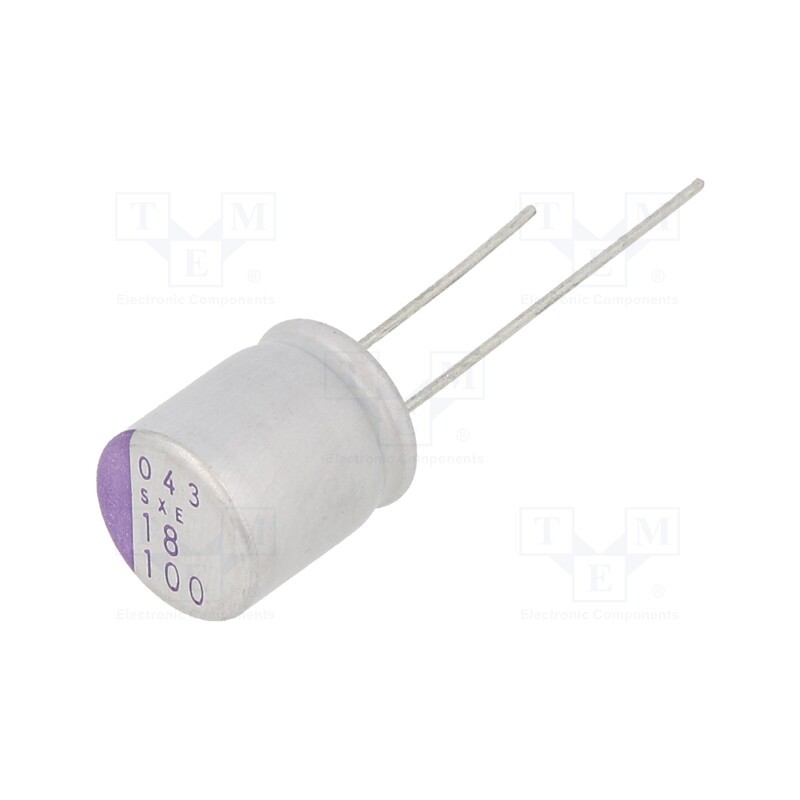 1 pcs x PANASONIC - 100SXE18M - Capacitor: polymer, 18uF, 100VDC, SXE, THT, ±20%, -55÷125°C, 1000h