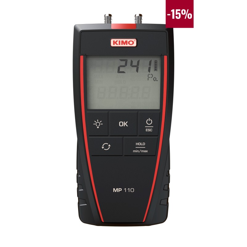 1 pcs - KIMO Differential Manometer With 2 Pressure Port/s, Max Pressure Measurement 1000Pa