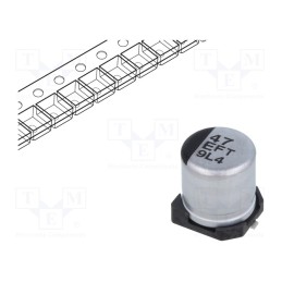 5 pcs x PANASONIC - EEEFT1E470AR - Capacitor: electrolytic, low ESR, SMD, 47uF, 25VDC, Ø5x5.8mm, ±20%