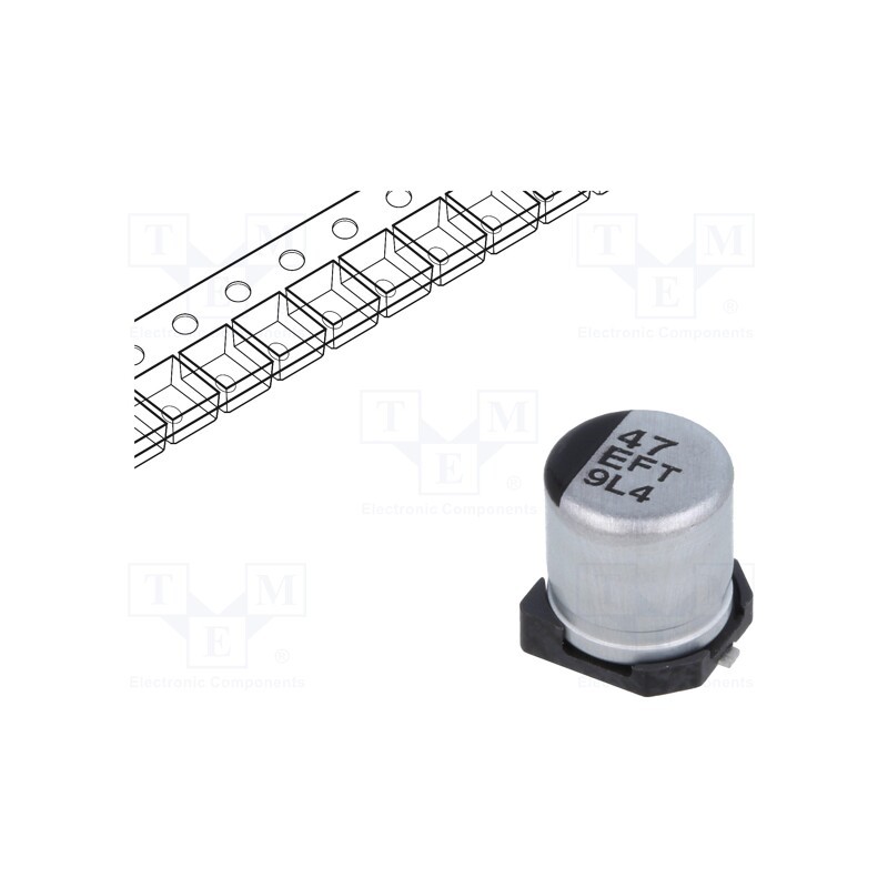 5 pcs x PANASONIC - EEEFT1E470AR - Capacitor: electrolytic, low ESR, SMD, 47uF, 25VDC, Ø5x5.8mm, ±20%