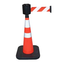 1 pcs - RS PRO Weighted Orange/White 1.10 m PVC Safety Cone With Strap Reel