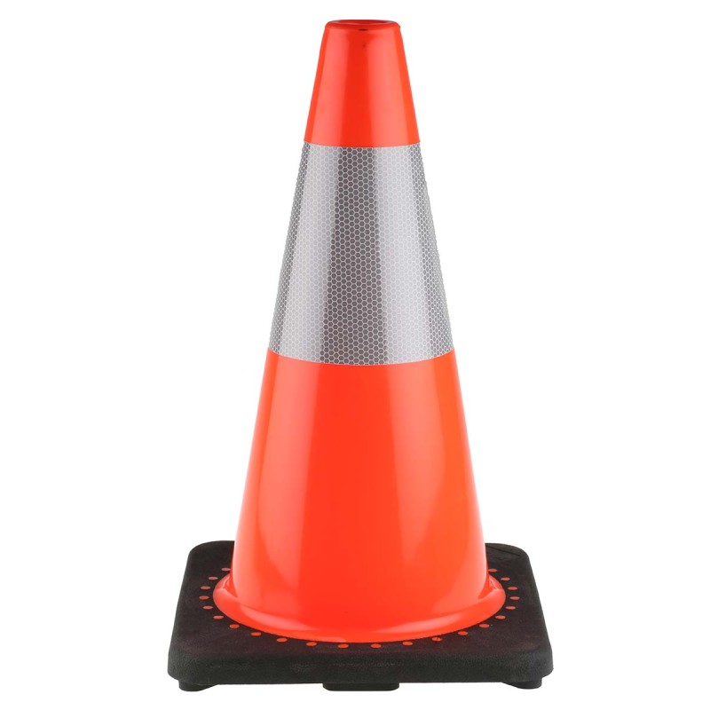 1 pcs - RS PRO Weighted Orange, White 450 mm PVC Traffic Cone
