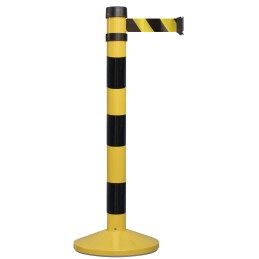 1 pcs - RS PRO Black & Yellow Steel Retractable Barrier, 4m, Yellow/Black Tape