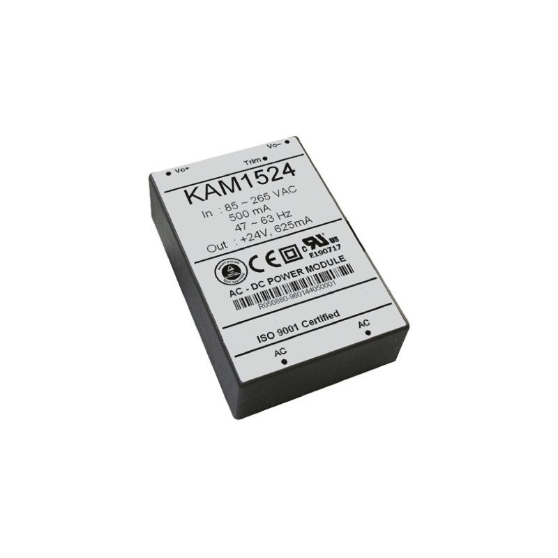 5 pcs - RS PRO Switching Power Supply, 24V dc, 625mA, 15W, 1 Output, 120 - 375 V dc, 85 - 265 V ac Input Voltage