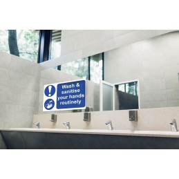 1 pcs - RS PRO PVC Mandatory Wash Hands Sign With English Text, 300 x 200mm