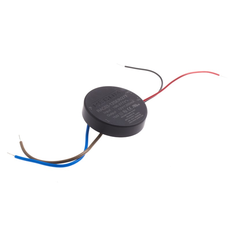 1 pcs - Recom Switching Power Supply, RAC03-12SER/277, 12V dc, 250mA, 3W, 1 Output, 120 - 430 V dc, 85 - 305 V ac