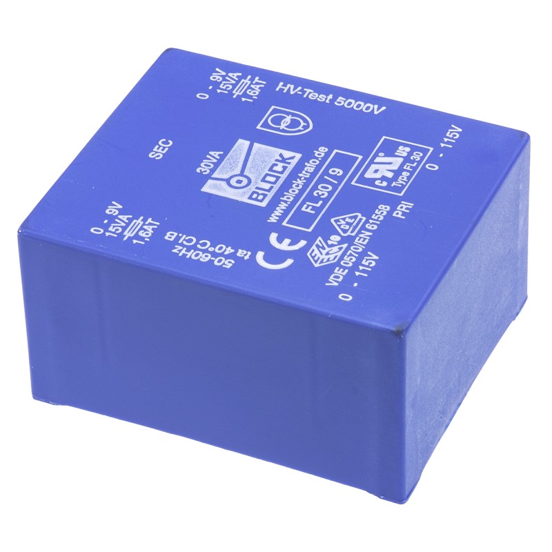 10 pcs - Block 9V ac 2 Output Through Hole PCB Transformer, 30VA