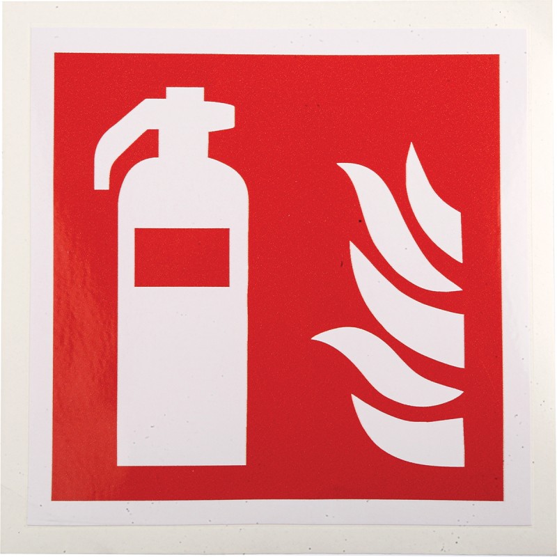 1 pcs - Vinyl Fire Safety Sign, With Pictogram Only Text Self-Adhesive