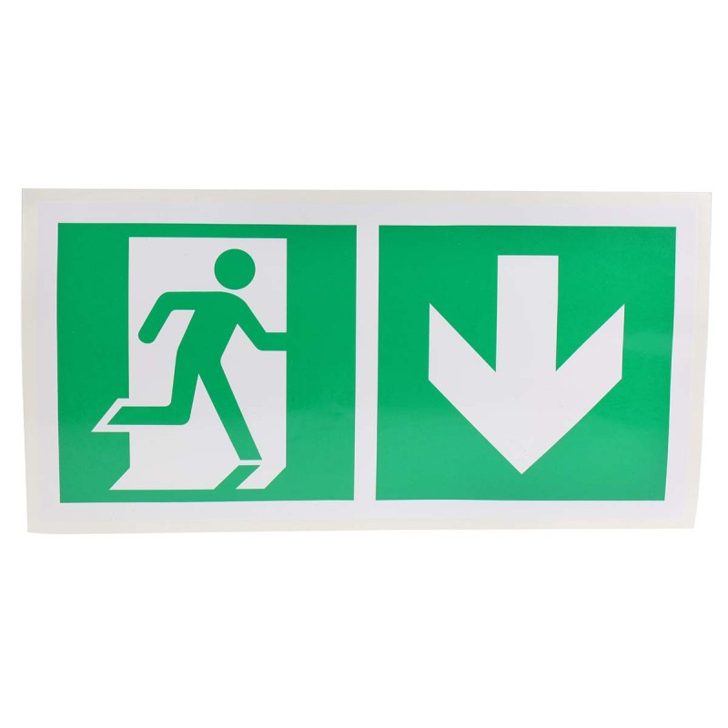 1 pcs - Vinyl Emergency Exit Down With Pictogram Only, Non-Illuminated Emergency Exit Sign