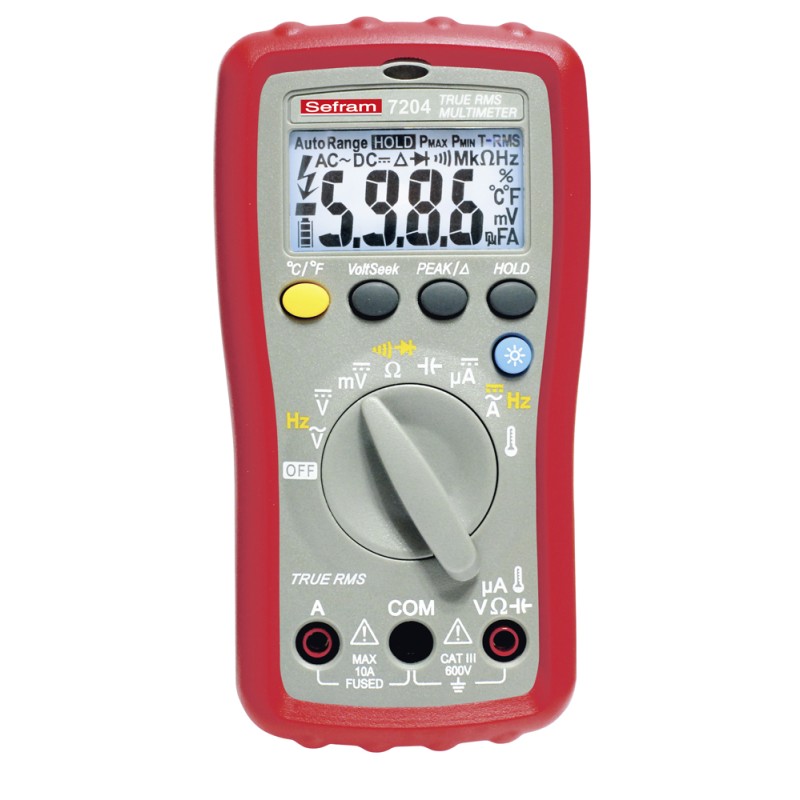 1 pcs - Sefram 7204 Handheld Digital Multimeter, True RMS, 10A ac Max, 10A dc Max, 600V ac Max