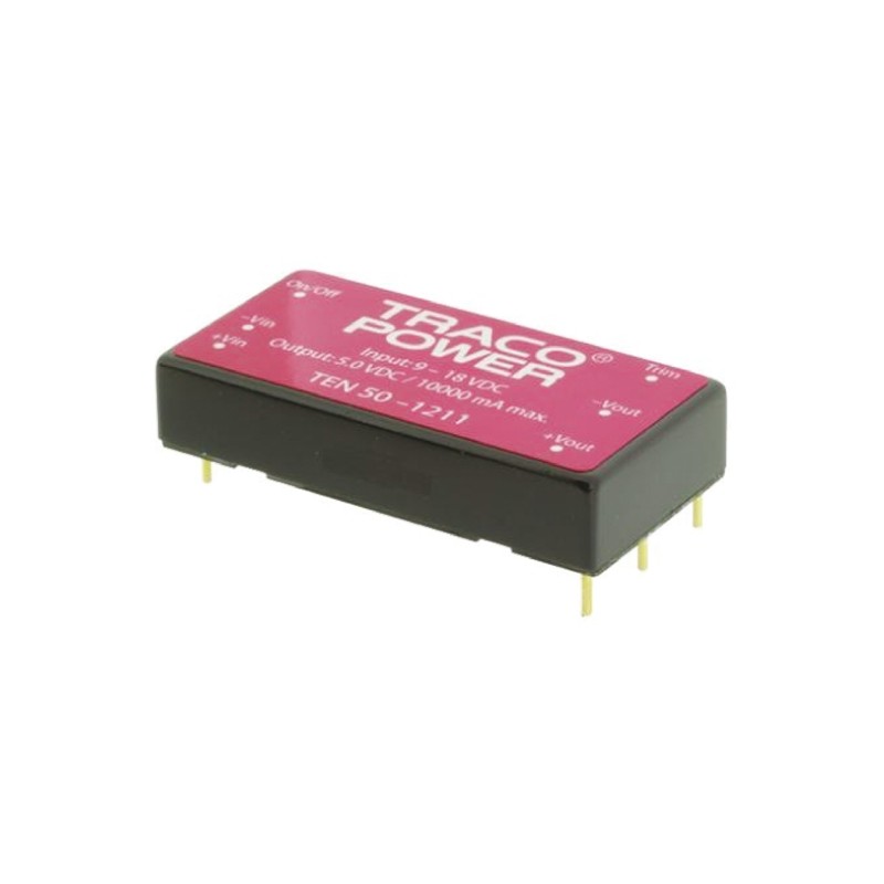 5 pcs - TRACOPOWER TEN 50 DC-DC Converter, 12V dc/ 4.17A Output, 36 - 75 V dc Input, 50W, Through Hole, +85°C Max Temp