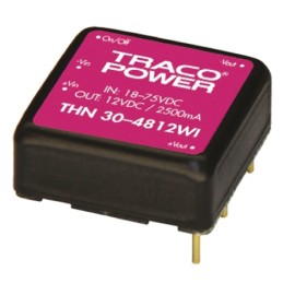 5 pcs - TRACOPOWER THN 30WI DC-DC Converter, 24V dc/ 1.25A Output, 18 - 75 V dc Input, 30W, Through Hole, +85°C Max Temp