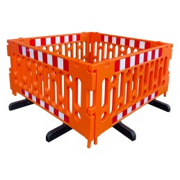 1 pcs - RS PRO Orange Polypropylene Safety Barrier, Red, White Tape
