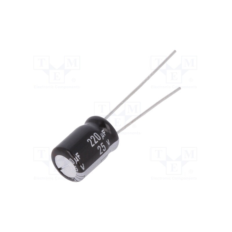 5 pcs x PANASONIC - EEUEB1E221S - Capacitor: electrolytic, THT, 220uF, 25VDC, Ø8x11.5mm, Pitch: 3.5mm