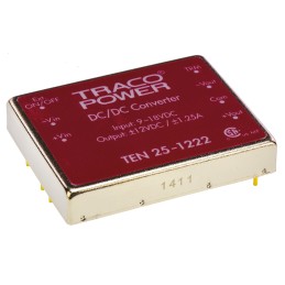 5 pcs - TRACOPOWER TEN 25 DC-DC Converter, ±12V dc/ ±1.25A Output, 9 - 18 V dc Input, 25W, Through Hole, +85°C Max Temp