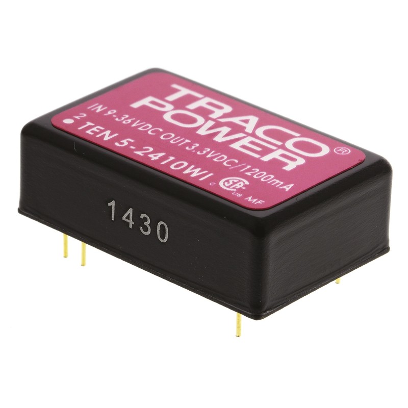 5 pcs - TRACOPOWER TEN 5WI DC-DC Converter, 3.3V dc/ 1.2A Output, 9 - 36 V dc Input, 6W, Through Hole, +85°C Max Temp
