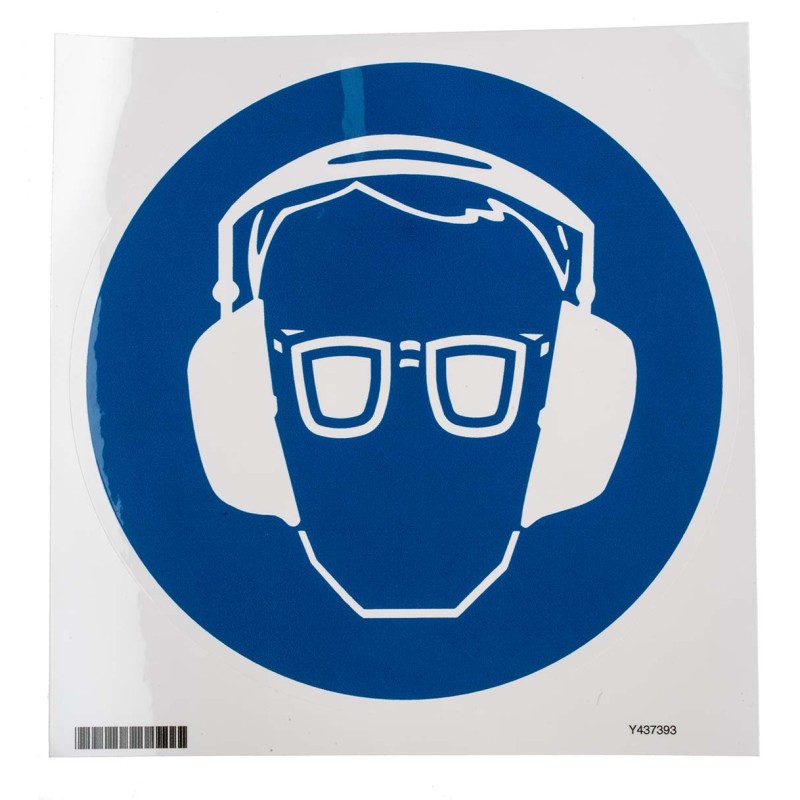 1 pcs - Brady PET Mandatory Ear protection, Eye Protection Sign With Pictogram Only Text