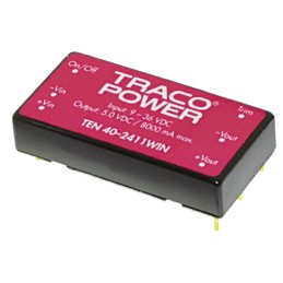 5 pcs - TRACOPOWER TEN 40WIN DC-DC Converter, ±15V dc/ ±1.33A Output, 9 - 36 V dc Input, 40W, Through Hole, +75°C Max