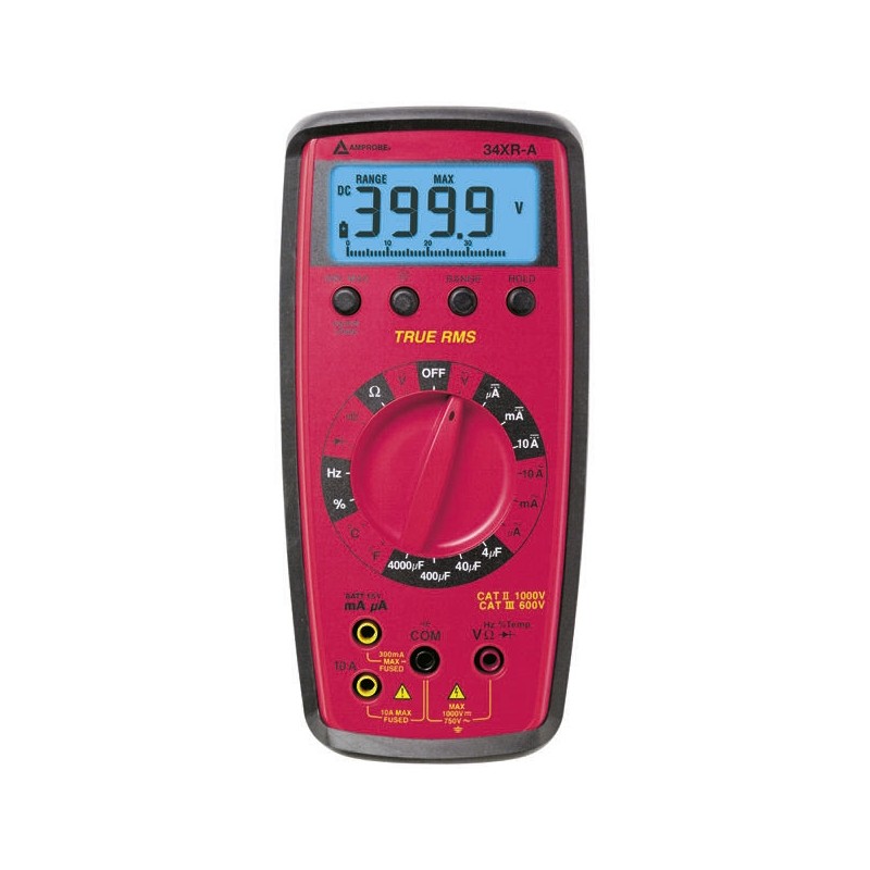 1 pcs - Amprobe 34XRA Handheld Digital Multimeter, True RMS, 10A ac Max, 10A dc Max, 750V ac Max