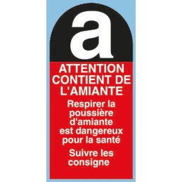 1 pcs - Brady Black/Red/White PET Safety Labels, Danger Amiante-Text