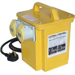 1 pcs - Carroll & Meynell Single Phase 1.65kVA Site Transformer, 230V ac Primary, ±55V ac Secondary, 10A O/P