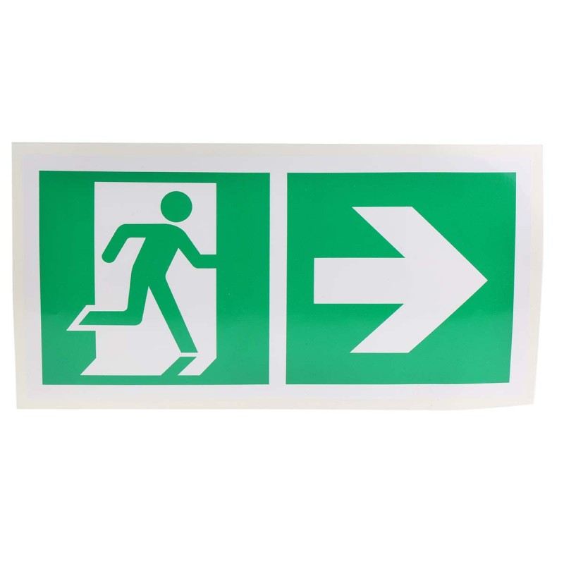 1 pcs - Vinyl Emergency Exit Right With Pictogram Only, Non-Illuminated Emergency Exit Sign