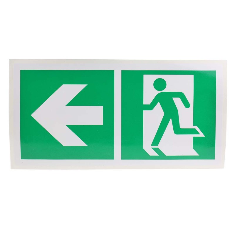 1 pcs - Vinyl Emergency Exit Left With Pictogram Only, Non-Illuminated Emergency Exit Sign