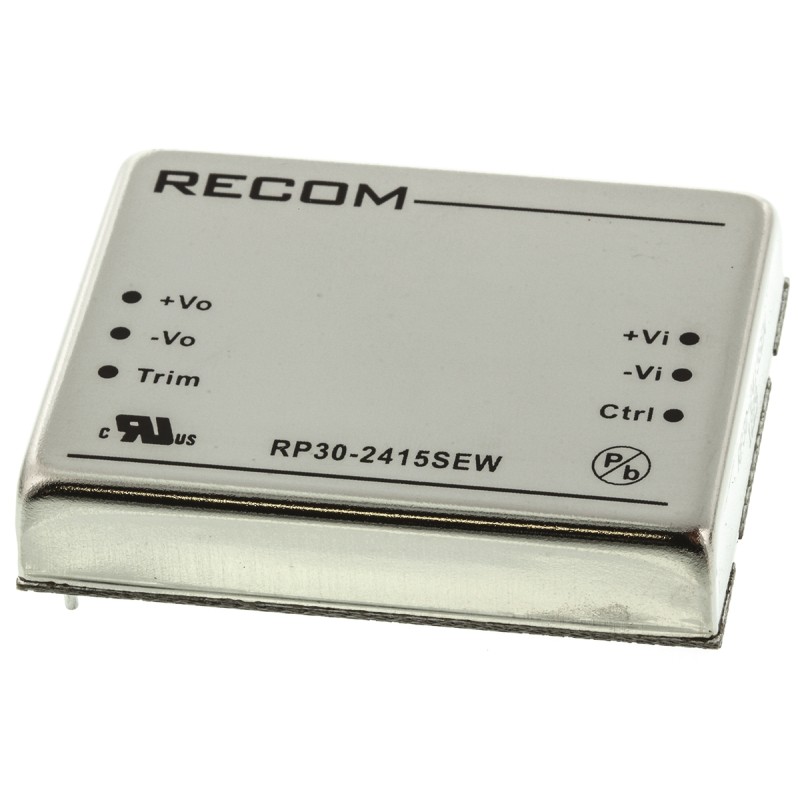 5 pcs - Recom RP30-EW DC-DC Converter, 15V dc/ 2A Output, 10 - 40 V dc Input, 30W, Through Hole, +85°C Max Temp -40°C