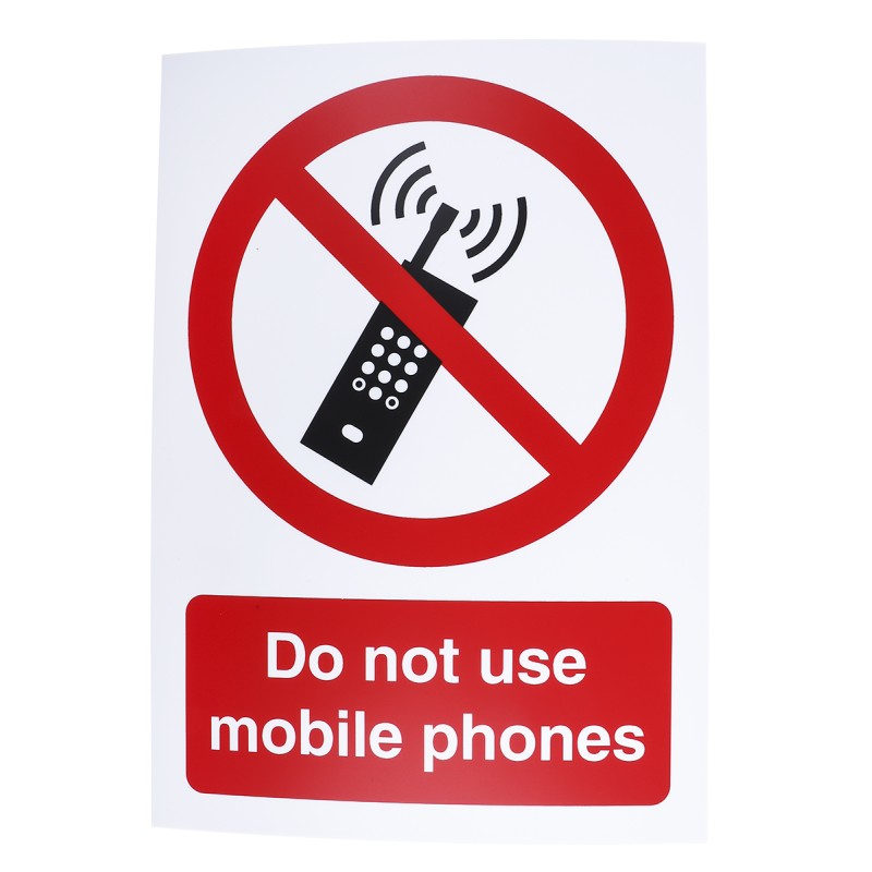 1 pcs - PP Rigid Plastic No Mobiles Prohibition Sign, Do Not Use Mobile Phones, English