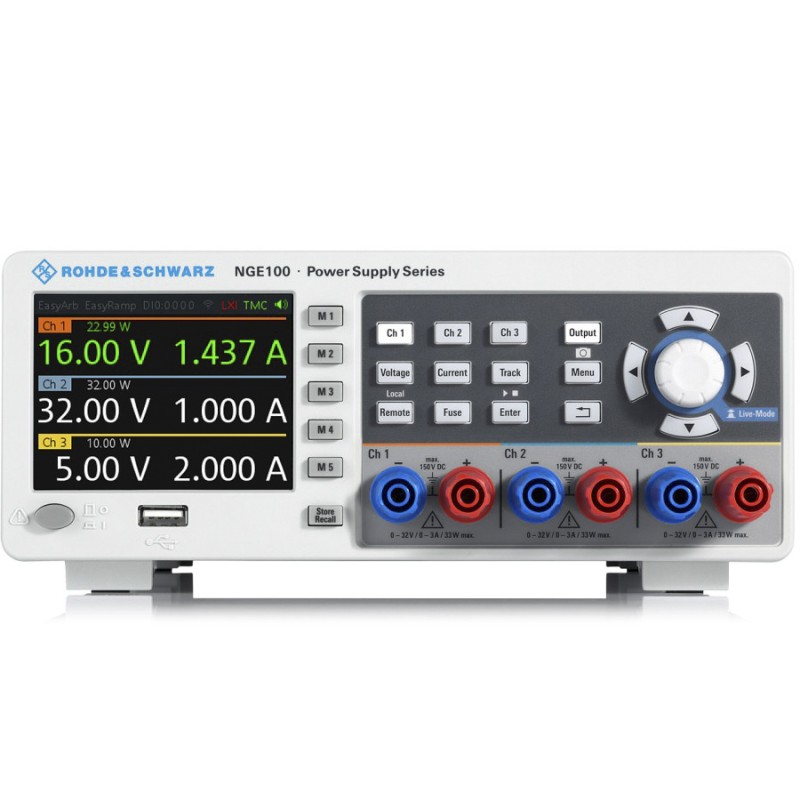 1 pcs - Rohde & Schwarz NGE100B Series Digital Bench Power Supply, 0 - 32V, 0 - 3A, 2-Output, 66W - RS Calibrated