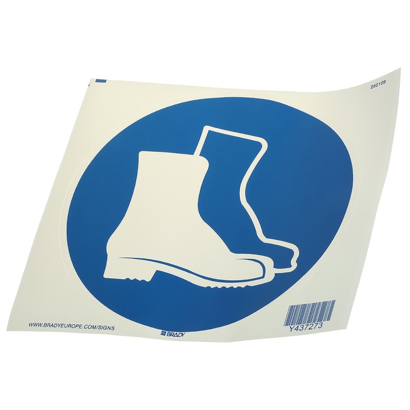 1 pcs - Brady PET Mandatory Foot Protection Sign With Pictogram Only Text