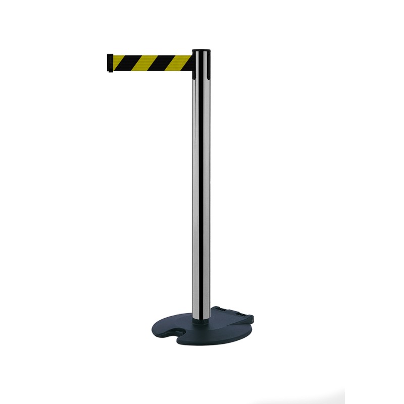1 pcs - Tensator Black & Yellow Steel Retractable Barrier, 2.3m, Yellow/Black Tape