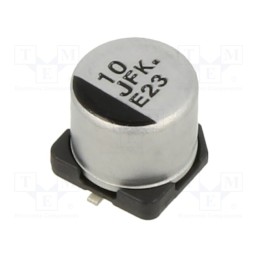 5 pcs x PANASONIC - EEEFK1J100V - Capacitor: electrolytic, low ESR, SMD, 10uF, 63VDC, Ø6.3x6.1mm