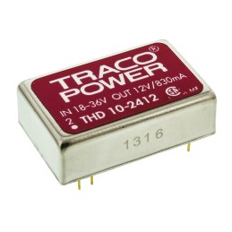 5 pcs - TRACOPOWER THD 10 DC-DC Converter, 12V dc/ 830mA Output, 18 - 36 V dc Input, 10W, Through Hole, +71°C Max Temp