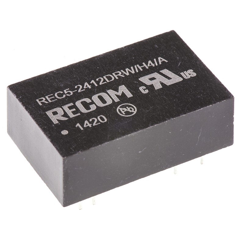 1 pcs - Recom REC5 DC-DC Converter, ±12V dc/ ±210mA Output, 18 - 36 V dc Input, 5W, Through Hole, +75°C Max Temp -25°C